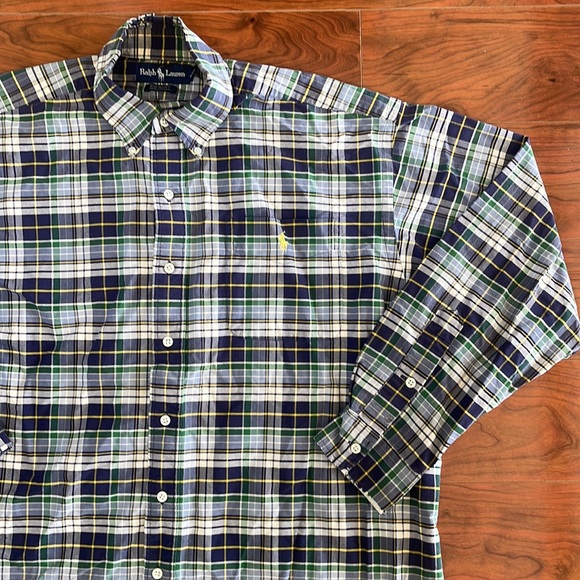 Ralph Lauren Blue and Green Plaid Casual Long Sleeve Button Down Shirt - Picture 2 of 8